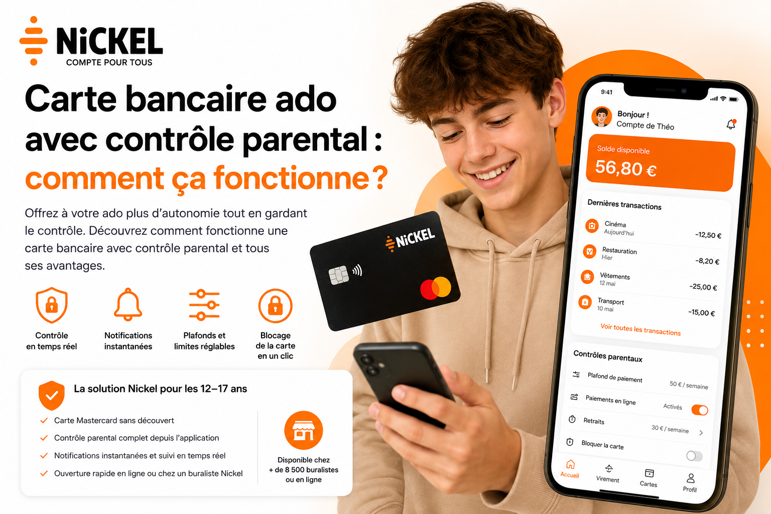 carte bancaire ado nickel avec controle parental